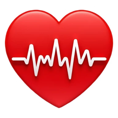 Minimalistic logo for MedSignal, sleek red pulse forming the letters 'AI' inside a smooth geometric shape, glowing red accents, clean white background, no black, conveying high-tech healthcare and AI technology sticker