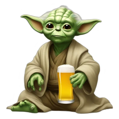 Yoda drinking a beer sticker