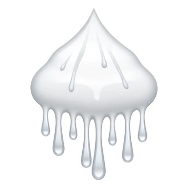 individual white glue white drops falling and dripping down out of a tube, falling in drops and strands, all white sticker