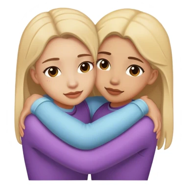 girl hug another girl behind sticker