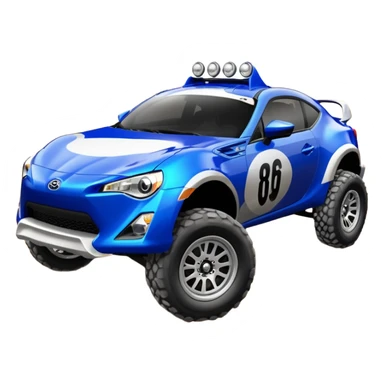 2013 scion fr-s ultramarine off road 4wd monster Baja dessert racer number 86 with large silver wheels  sticker