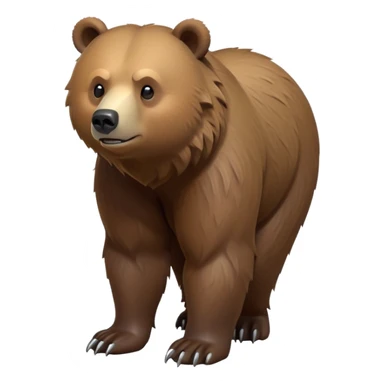 cinematic-[grizzly bear]-realistic-full-body-standing on all fours-emoji,-tail-tucked-close,-head-tilted-dramatically,-thick-[brown]-fur,-simplified-yet-realistic-focused-features,-highly-detailed,-glowing-with-an-almost-sarcastic-glow sticker