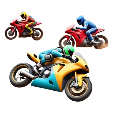 A sleek racing car and motorcycle speeding on a track, leaving a trail of dust behind. The scene captures the thrill of high-speed competition, with blurred motion and vibrant colors, highlighting the dynamic energy of motorsport. sticker