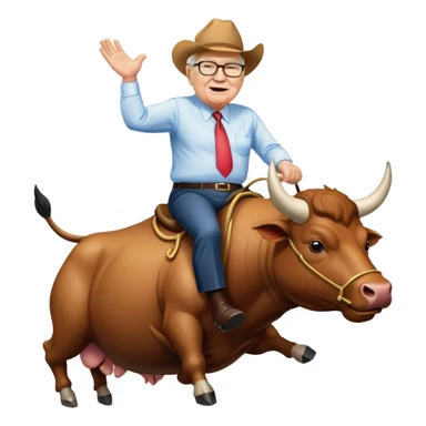 happy Warren Buffet riding bull sticker