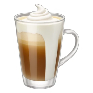 A cristal clear cup of speciality coffee with milk sticker