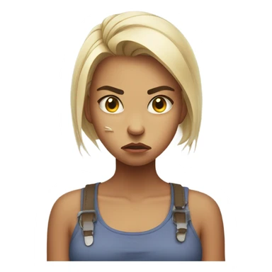 Angry girl with cat sticker