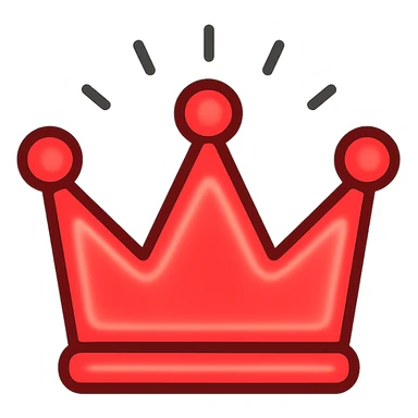 glowing red crown, modern icon, neon effect sticker