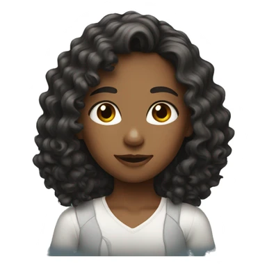 a girl with long dark curly hair sticker