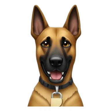 malinois dog wearing jigsaw mask sticker