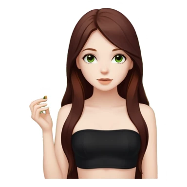 девушка с длинными прямыми темно рыжими волосами одетая в черный топ бандо среди кустов конопли sticker