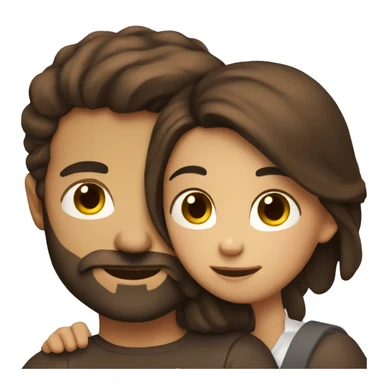 man with brown beard hugging girl with dark brown hair sticker