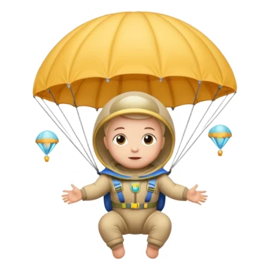 Skydiving baby with parachute and UFO sticker