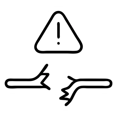 broken circuit or wire with an exclamation mark, outlined, no fill icon sticker