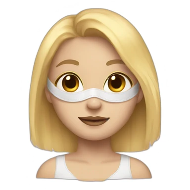 a girl with a blond hair and mask and cute face sticker