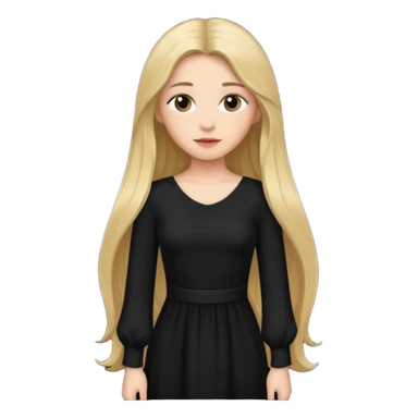 دختری با موهای بلند و لباس بلند دامنی و آستین بلند مشکی شیک و زیبا sticker
