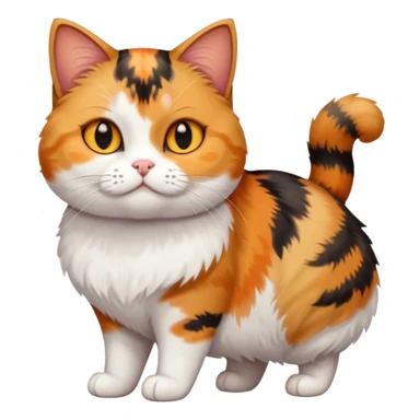 full body calico tabby + white cat with small head and short but chubby body sticker