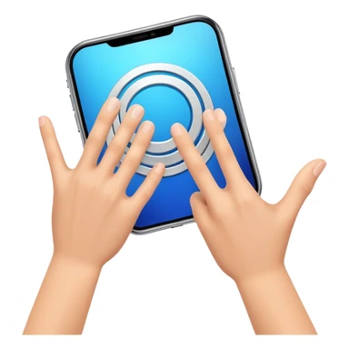 A dynamic logo with two abstract hands in a first-person perspective, as if holding a product, designed with a minimal and tech-inspired aesthetic. sticker