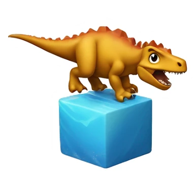 A cube dinosaur surfing sticker