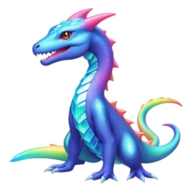 Rainbow crystalic Shiny pastel Salandit-Aurorus-Salazzle-Dragonair-Fakémon-hybrid-creature (full body)  sticker