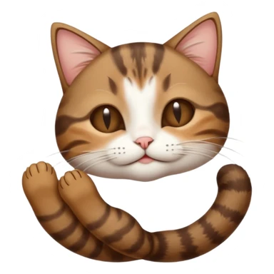 dark brown tabby and white small cat in funny positions upside down with eyes closed sticker