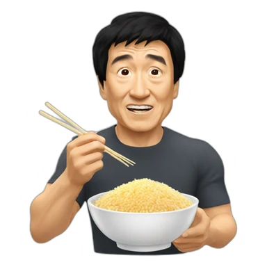 jackie chan eating rice sticker