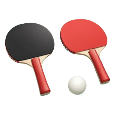 Two table tennis paddles and a ball placed on a ping pong table, with the net in the background. The scene conveys the simplicity and focus of the sport, with vibrant colors highlighting the rackets and ball on the smooth surface of the table. sticker