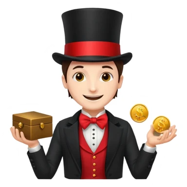 Magician with top hat,Street Performers,background street setup, with coins box. sticker