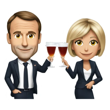 Emmanuel macron et brigitte macron boivent du thé sticker