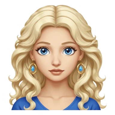 Attractive Greek woman with a wide face, baddie look, Long wavy white-blonde hair and gold hoop earrings and blue eyes sticker
