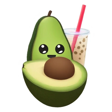 An avocado drinking a boba tea sticker