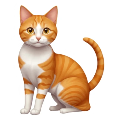 full body orange domestic shorthair slim cat with yellow/orange eyes and a white triangle pattern on his face playing sticker