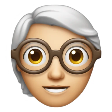 Oma met bril een vierkant en een rondje als bril en rood haar sticker
