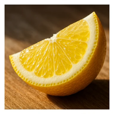 realistic lemon wedge, natural details, juicy texture, vivid colors, natural light sticker