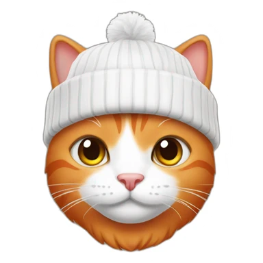 Red Cat with white beanie sticker