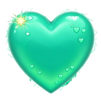 mint green heart with sparks sticker