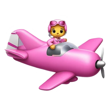 Hello Kitty the character as a pilot flying a pink airplane sticker