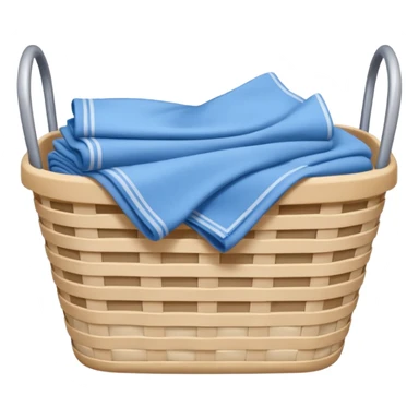 white LAUNDRY BASKET WITH FOLDED blue CLOTHES sticker