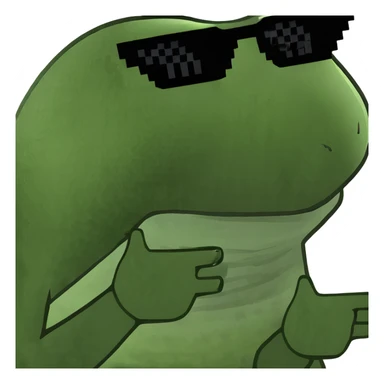 frog meme character with sunglasses, looking cool sticker