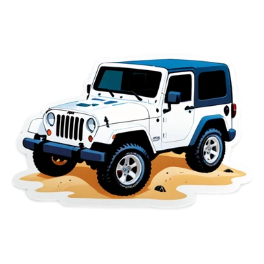 White Jeep on the beach sticker