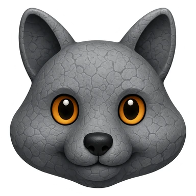 A stone that looks like a fox, emoji style sticker
