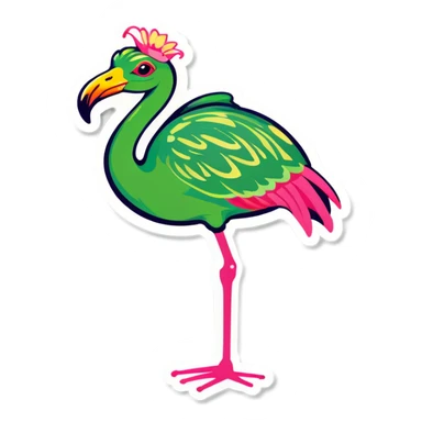 Frog on a flamingo sticker