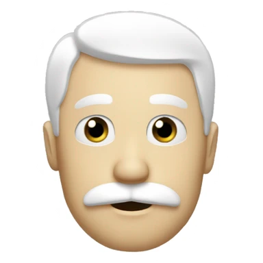 A person with a white head, black vertical lines for eyes, and a black handelbar mustache, with no mouth. sticker