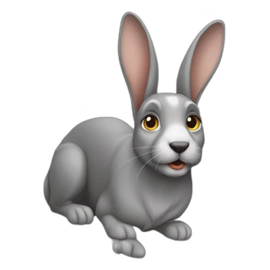 Lapin gris sur un chien sticker