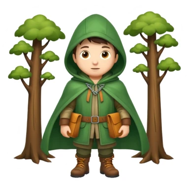 forest explorer hooded cloak object icon, green cloak with hood, leather straps, adventure vibe, 3D cartoon, mobile game icon style, centered, clean background, no text, no watermark
 
 sticker