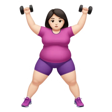 Sad fat girl doing side leg raise dark hair sticker