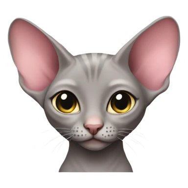 Grey sphinx cat with pink hearts sticker