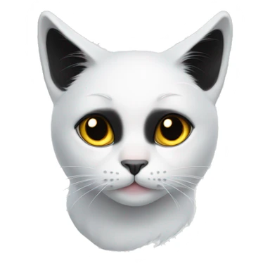White cat with black fur on ears and black spot around right eye sticker