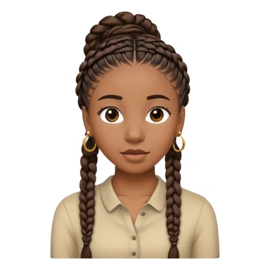black girl with braids hanging down and no glasses and good earrings, skinner braids going to the back sticker