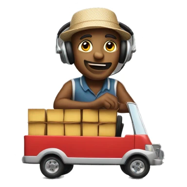 Trinidad man in an ad wagon playing music on loud speakers  sticker