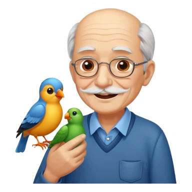 happy old man with bird sticker
